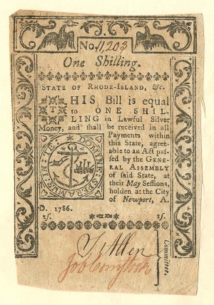 Colonial Currency - FR RI-292 - May 1786 - Paper Money
